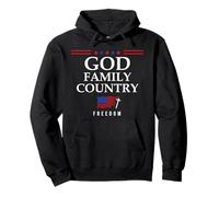 God Family Country US Flag Christian Saying Freedom Jesus Sweat à Capuche
