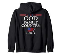 God Family Country US Flag Christian Saying Freedom Jesus Sweat à Capuche