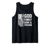 God Family Guns & Freedom - Pro Gun Christian Faith Drapeau USA Débardeur