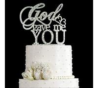 God Gave Me You Décoration de gâteau de mariage pour mariage, fiançailles, fête de mariage (acrylique à paillettes argentées)