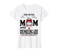 God Gifted Me Two Titles Mom and Counseling Aide Fête des Mères T-Shirt