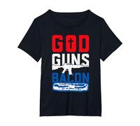 God Guns Bacon Patriotique T-Shirt, Femme Grandes Tailles, Noir, 2X