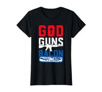 God Guns Bacon Patriotique T-Shirt, Femme, Noir, S