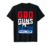 God Guns Bacon Patriotique T-Shirt, Homme, Noir, L