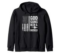 GOD GUNS BEER & DIESELS - Mécanicien de camion diesel drapeau des États-Unis Sweat à Capuche