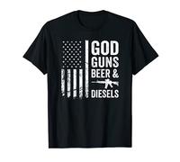 GOD GUNS BEER & DIESELS - Mécanique de camion diesel drapeau USA T-Shirt