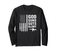 God Guns Guts & Glory - Drapeau américain Patriotique Pro Gun Manche Longue