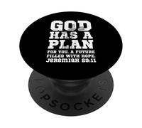 God Has A Plan Motivational Bible Verse Faith Jésus Christ PopSockets PopGrip Adhésif