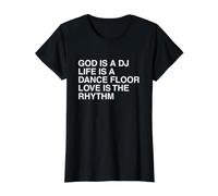 God is A DJ Techno House Music Dubstep DNB Raving Party Meme T-Shirt Graphique avec Valeur, Femme, Noir, L