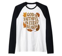 God is Faithful Verse de la Bible Chrétienne Feuilles d'automne Foi Manche Raglan