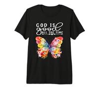 God is Good All The Time Verse de la Bible chrétienne Papillon T-Shirt Haut de Gamme