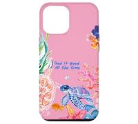 God is Good Summer Ocean Preppy Tortue Rose et Corail Coque pour iPhone 12 Pro Max