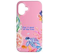 God is Good Summer Ocean Preppy Tortue Rose et Corail Coque pour iPhone 16