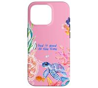 God is Good Summer Ocean Preppy Tortue Rose et Corail Coque pour iPhone 16 Pro