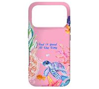 God is Good Summer Ocean Preppy Tortue Rose et Corail Coque pour iPhone 17 Pro