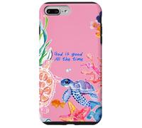 God is Good Summer Ocean Preppy Tortue Rose et Corail Coque pour iPhone 7 Plus/8 Plus
