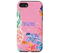 God is Good Summer Ocean Preppy Tortue Rose et Corail Coque pour iPhone SE (2020) / 7/8