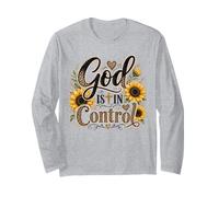 God is in Control Motif Tournesol Léopard Faith Chrétien Manche Longue