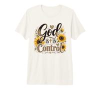 God is in Control Motif Tournesol Léopard Faith Chrétien T-Shirt Haut de Gamme