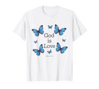 God is Love Butterfly Verse de la Bible chrétienne 1 Jean 4:7-21 T-Shirt
