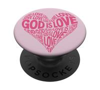 God is Love Heart pour la Saint-Valentin PopSockets PopGrip Adhésif
