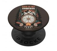 God is My Compass - Proverbs 3:6 Christian Faith Camping PopSockets PopGrip Adhésif
