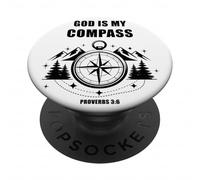 God is My Compass - Proverbs 3:6 Christian Faith Camping PopSockets PopGrip Adhésif
