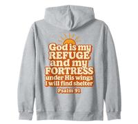 God is My Refuge and My Fortress Under His Wings Psaume 91 Sweat à Capuche