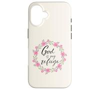 God is My Refuge Psalm 91 Bible Verse Floral Coque pour iPhone 16
