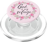 God is My Refuge Psalm 91 Bible Verse Floral PopSockets PopGrip pour MagSafe