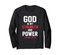 God is My Strength & Power - 2 Samuel 22:33 Men’s Christian Manche Longue