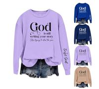 God is Still Writing Your Story Stop Trying to Steal the Pen Sweatshirts pour femmes sweatshirts chrétiens amusants imprimés lettres pull ample à manches longues, noir foncé, XXL