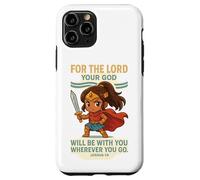 God Is With You - Joshua 1:9 Chibi Anime Warrior Girl Design Coque pour iPhone 11 Pro