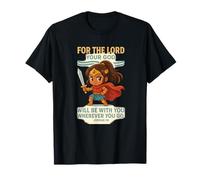 God Is With You - Joshua 1:9 Chibi Anime Warrior Girl Design T-Shirt