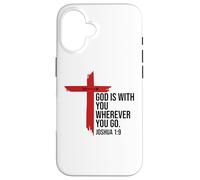 God is with You Wherever You Go Bible Verse Joshua 1:9 Jesus Coque pour iPhone 16