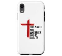 God is with You Wherever You Go Bible Verse Joshua 1:9 Jesus Coque pour iPhone XR
