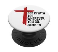God is with You Wherever You Go Bible Verse Joshua 1:9 Jesus PopSockets PopGrip Adhésif