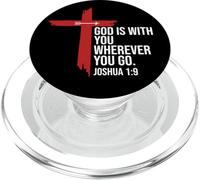 God is with You Wherever You Go Christian Cross Joshua 1:9 PopSockets PopGrip pour MagSafe