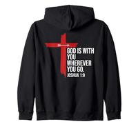 God is with You Wherever You Go Christian Cross Joshua 1:9 Sweat à Capuche