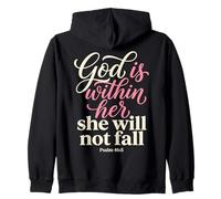 God is Within Her Psaum 46:5 Christian Faith Bible Verse Sweat à Capuche