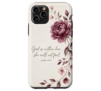 God is Within Her, She Will Not Fail Chrétien Fleurs Foi Art Coque pour iPhone 11 Pro