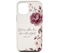 God is Within Her, She Will Not Fail Chrétien Fleurs Foi Art Coque pour iPhone 12/12 Pro