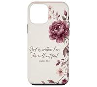 God is Within Her, She Will Not Fail Chrétien Fleurs Foi Art Coque pour iPhone 12 Mini