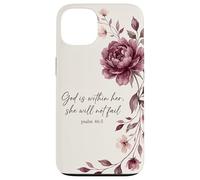 God is Within Her, She Will Not Fail Chrétien Fleurs Foi Art Coque pour iPhone 13