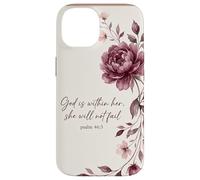 God is Within Her, She Will Not Fail Chrétien Fleurs Foi Art Coque pour iPhone 14