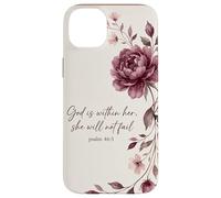 God is Within Her, She Will Not Fail Chrétien Fleurs Foi Art Coque pour iPhone 14 Plus