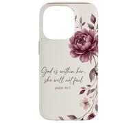 God is Within Her, She Will Not Fail Chrétien Fleurs Foi Art Coque pour iPhone 14 Pro
