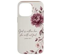 God is Within Her, She Will Not Fail Chrétien Fleurs Foi Art Coque pour iPhone 14 Pro Max