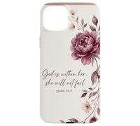 God is Within Her, She Will Not Fail Chrétien Fleurs Foi Art Coque pour iPhone 15 Plus