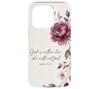 God is Within Her, She Will Not Fail Chrétien Fleurs Foi Art Coque pour iPhone 15 Pro